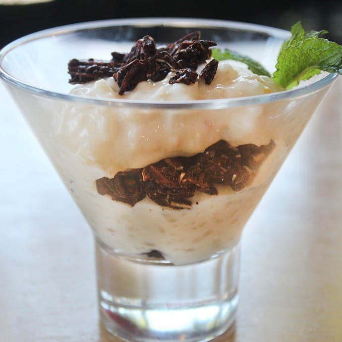 Arroz con Leche y Coco Tostado.
