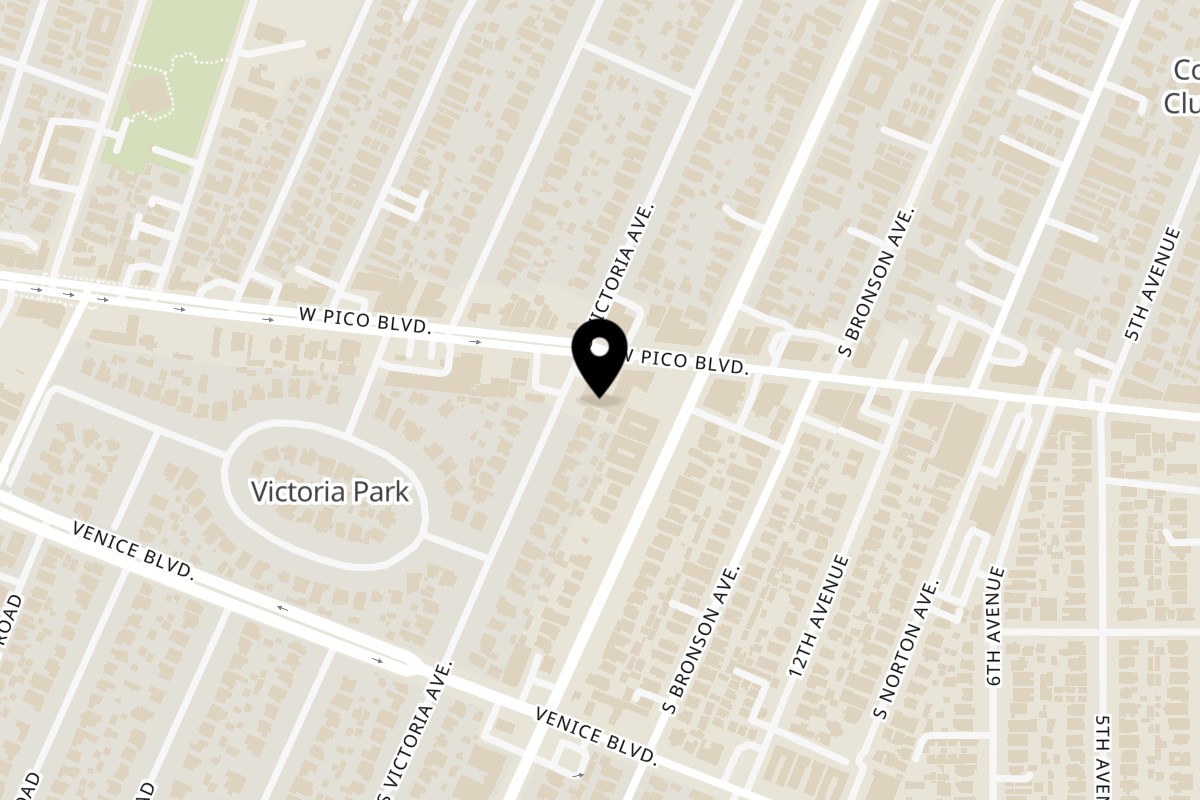 Map showing the location of Loteria Grill on 4228 W Pico Blvd in Los Angeles